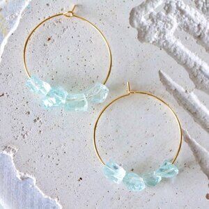 Aquamarine Quartz Hoop Earrings